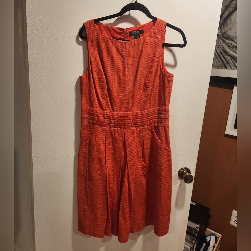 Lauren Ralph Lauren Textured Orange Midi Dress